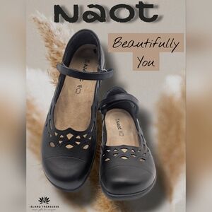 Naot Agathis Sz 11 Leather Black Mary Jane Cutout Flat Ergonomic Footbed Leather